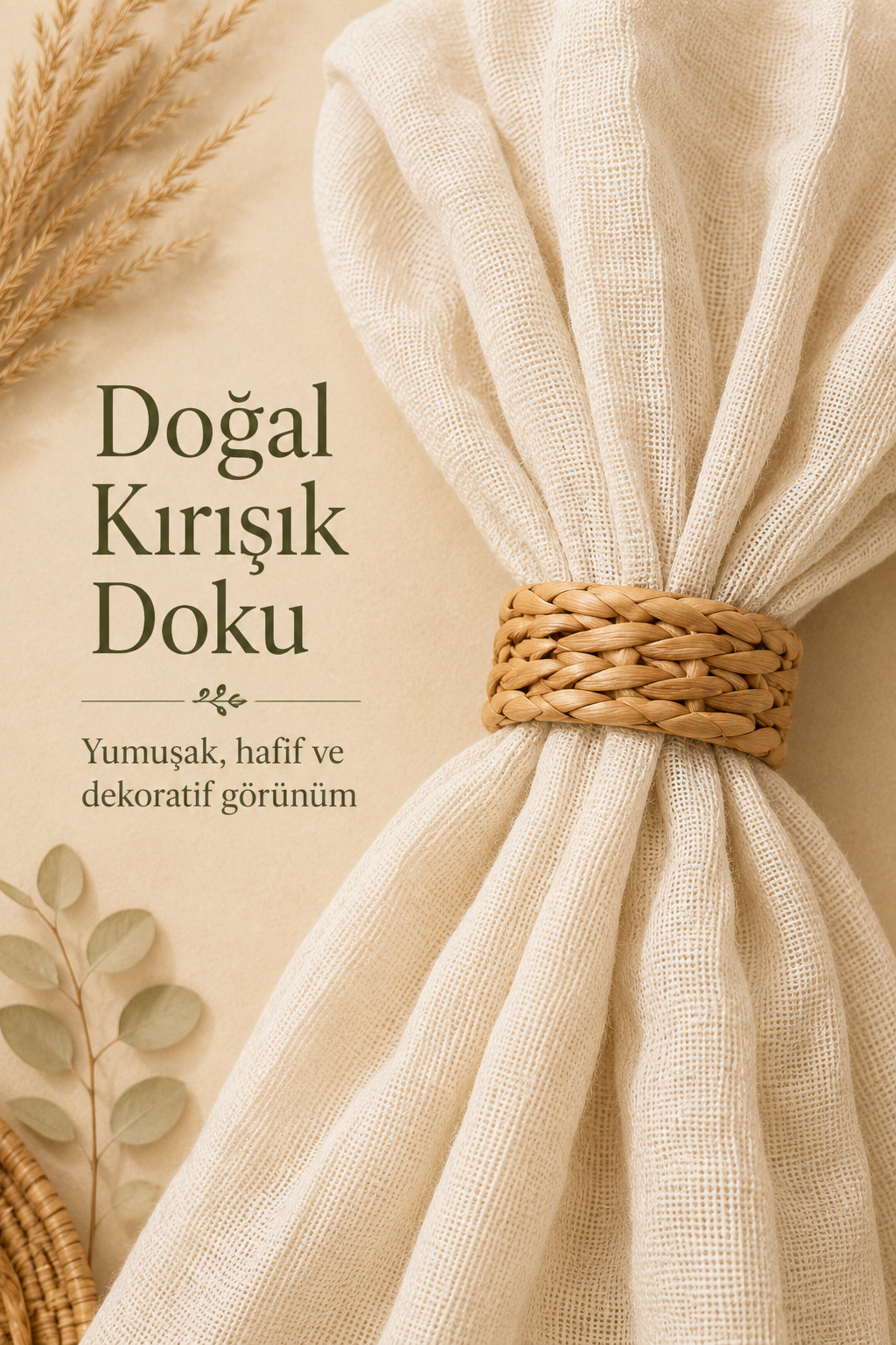 Peçetelik 6’lı Bohem Peçete Seti Düğün %100 Pamuk Kırışık Dokulu Nişan Organizasyon Sofra Peçetesi