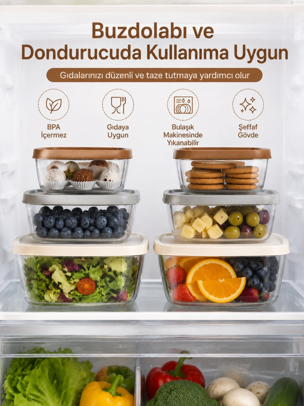 6’lı Bohem Plastik Saklama Kabı Seti – 6 Farklı Boy, Hava Geçirmez